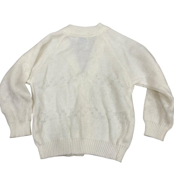 Vintage Julius Berger White Acrylic Baby Cardigan Sweater With Button Closure - Picture 3 of 7